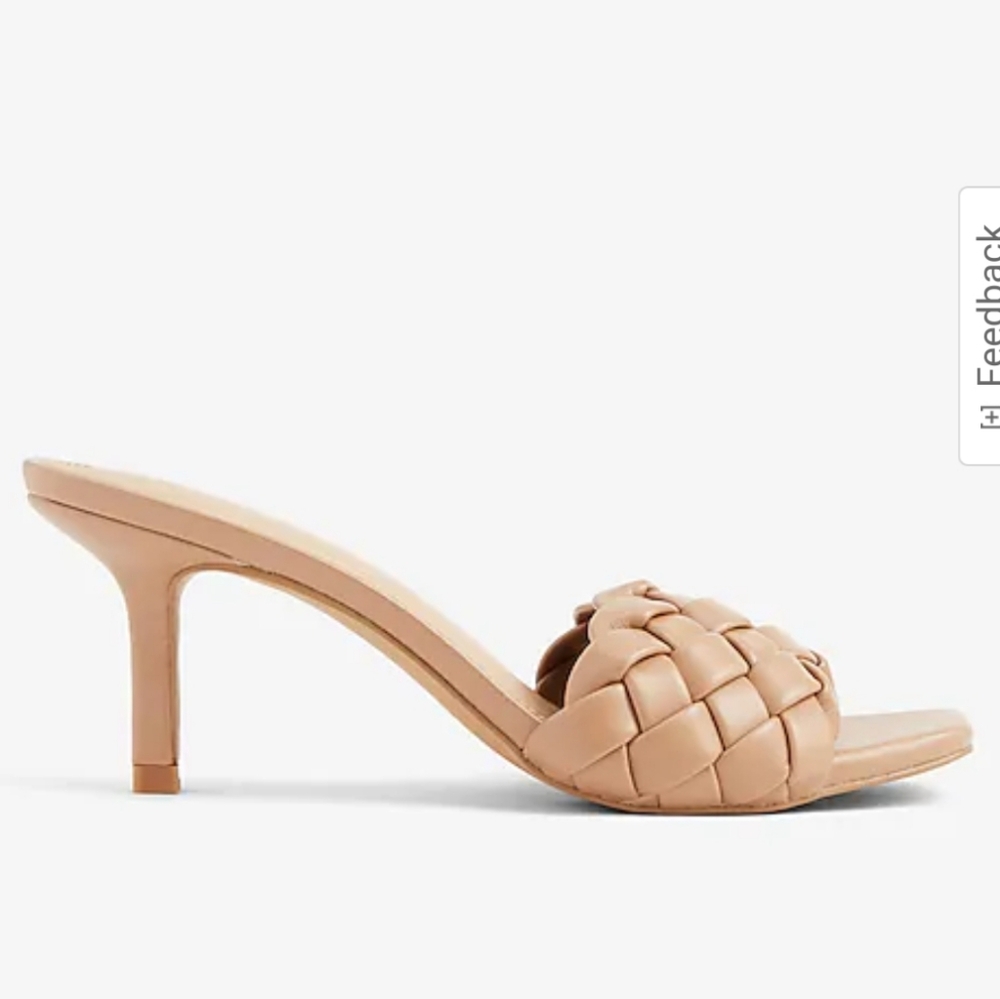 Express Quilted Slide Heeled Sandals Tan Size 9 *NWOT